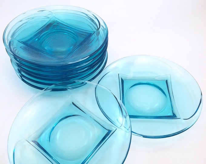 8 Hazel Atlas Capri Swirl Colonial Bread and Butter Plates MCM Mid