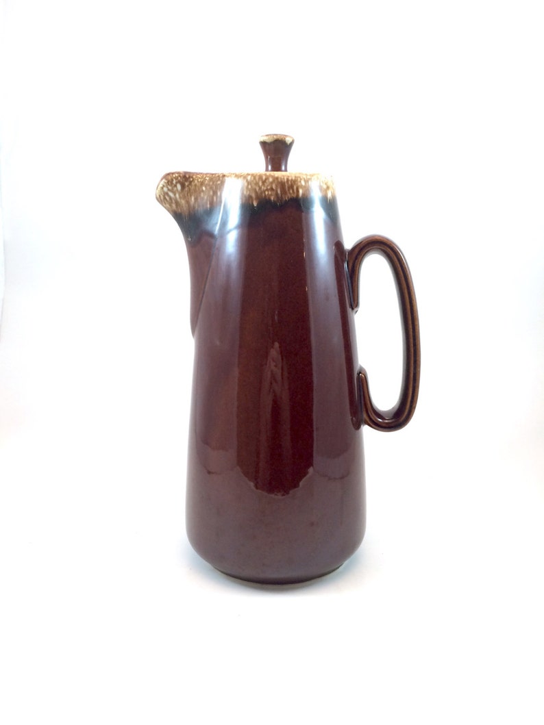 Vintage Hull Pottery Brown Drip Tall Coffee Pot With Lid Etsy