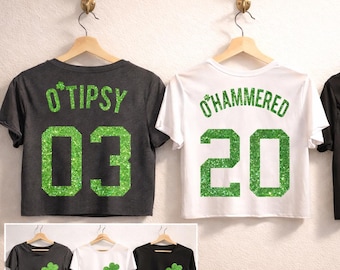GLITTER O'Wasted St. Patrick's Day Drinking Team Cropped Tees - 5 Names to Pick, St. Patty's Day Shirt, St. Paddy's Day, Shamrock Shirts