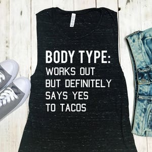 BODY TYPE Loves PIZZA Workout Tank Top Marble, Women's Muscle Workout Tank Top, Workout Shirts, Tank Workout, Gym Tank, Workout Clothes, Gym image 2