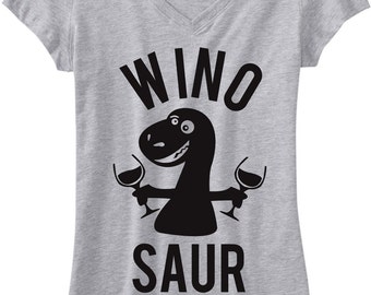 WINO SAUR Shirt, Wine Shirts, Funny, Yoga Clothes, Mimosas, Winosaur Shirts, Wine T-shirt, Women's Wine V-neck, Women Graphic Tee
