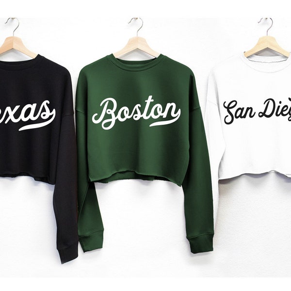 CUSTOM NAME CITY Cropped Sweatshirt, Your name or town, Personalized City shirt, customized shirt, custom design cropped sweaters