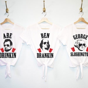 BEN DRANKIN Crop Top Shirt, 4th of July Women&#39;s Shirt cropped top, President Shirts, George Sloshington and Ben Drankin Shirts, Abe drinkin
