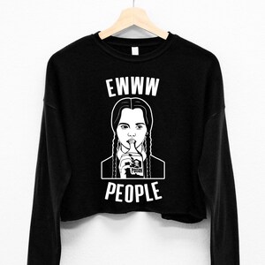 EWWW PEOPLE Goth Girl Drinks Poison Cropped Sweater, goth shirts for women, gothic crop top, grunge clothes, funny horror shirts, emo shirts