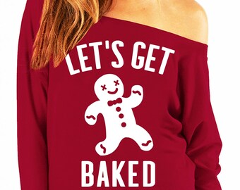 off the shoulder christmas sweatshirt