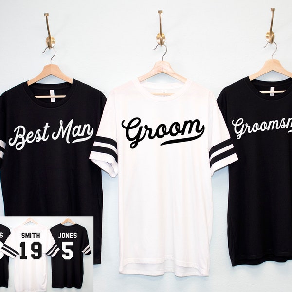 GROOM & GROOMSMEN Shirts CUSTOM Names and Numbers, Groomsmen Proposal, Bachelor Party Shirts, Groomsmen jersey, best man, groom shirts