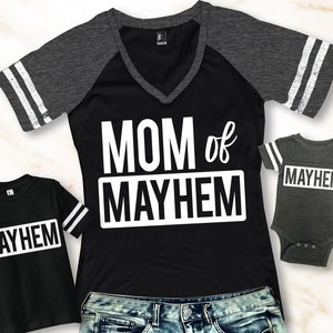 MOMMY & ME Mayhem Shirts for Mom and Kids, Mom Shirts, Baby Shirts, Mom and baby matching shirts, Toddler Shirts, baby boy, mom of mayhem