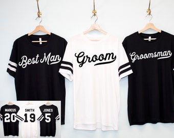 GROOM & GROOMSMEN Shirts CUSTOM Names and Numbers, Groomsmen Proposal, Bachelor Party Shirts, Groomsmen jersey, best man, groom shirts