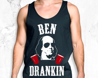 BEN DRANKIN 4th of JULY Tank Top Men's - Navy Blue, Fourth of July Tank Top, Drinking Tank Top, President Tank Top, Patriotic, America