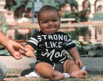STRONG LIKE MOM Baby Boy Jumpsuit, Baby Shirts, Mom and baby matching shirts, Toddler Shirts, baby boy, boy mom, boy jumpsuits, mom and son