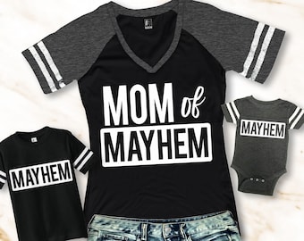 MOMMY - ME Mayhem Shirts for Mom and Kids, Mom Shirts, Baby Shirts, Mom and baby matching shirts, Toddler Shirts, baby boy, mom of mayhem