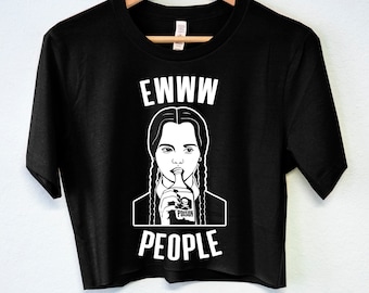 EWWW PEOPLE Goth Girl Drinks Poison Crop Top, goth shirts for women, gothic cropped tops, grunge clothes, funny horror shirts, emo shirts