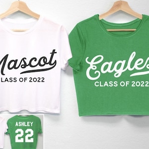 GEPERSONALISEERD AFSTUDEREN Shirt of Crop Top, Your College Mascot & Graduation Class, aangepaste afstuderen shirts, middelbare school afstuderen shirts