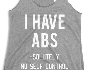 I HAVE ABS Workout Tank Top Heather Gray, Workout Shirts, Gym Tank, Workout Clothes, Workout tanks for women, workout clothing, gym gear