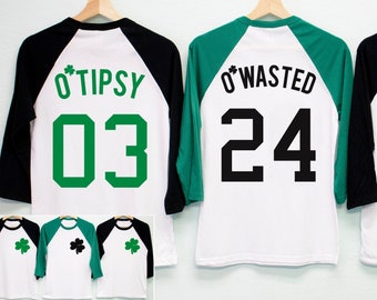 O'WASTED St. Patrick's Day Shirt Unisex Baseball Tee - 6 Names to Pick, Drinking Team, St. Pattys Day Shirt, St Paddy's Day, Shamrock Shirts