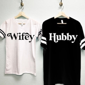 VINTAGE HUBBY & WIFEY Shirts Set, Couples Shirts, Honeymoon t-shirts, wedding gift, matching hubby and wifey shirts, wedding gifts