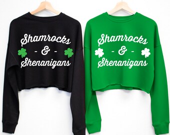 st patrick's day crop hoodie