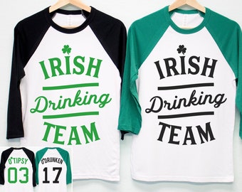 IRISH DRINKING TEAM St. Patrick's Day Shirt Unisex Baseball Tee - 6 Names to Pick, Drinking Team Shirts, St. Pattys Day Shirt, St Paddys Day