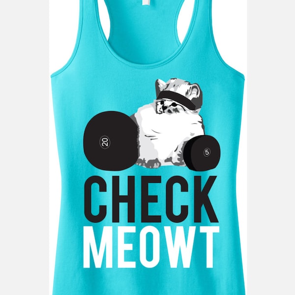 Compruebe MEOWT entrenamiento tanque ropa de entrenamiento, gato entrenamiento tanque, camisa de entrenamiento, gimnasio, ropa de gimnasio, el tanque gato