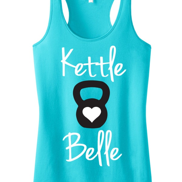 Kettle Belle Workout Tank Top, Aqua or Pink, Workout Clothes, Motivational Workout Tank, kettlebelle Shirt, Gym Tank, Gym Clothing