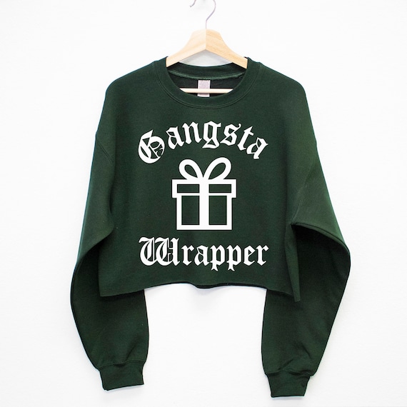 GANGSTA WRAPPER Cropped Ugly Christmas Sweater for Women, Women Christmas  Shirt, funny Christmas shirt, Gangster Wrapper Christmas sweater