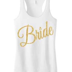 BRIDE Tank Top Glitter Cursive print, Gold or Silver, Bride tank, Wedding shirt, Bridal tank, Bride shirt, wedding clothes