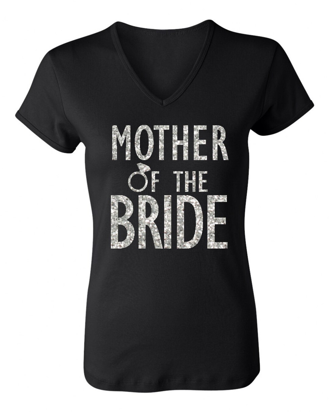 MOTHER of the BRIDE GLITTER Shirt Black V-neck Bridal Tshirt - Etsy