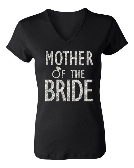 MOTHER of the BRIDE GLITTER Shirt Black V-neck, Bridal tshirt, Wedding shirt, Mother of the Bride shirt, wedding clothes
