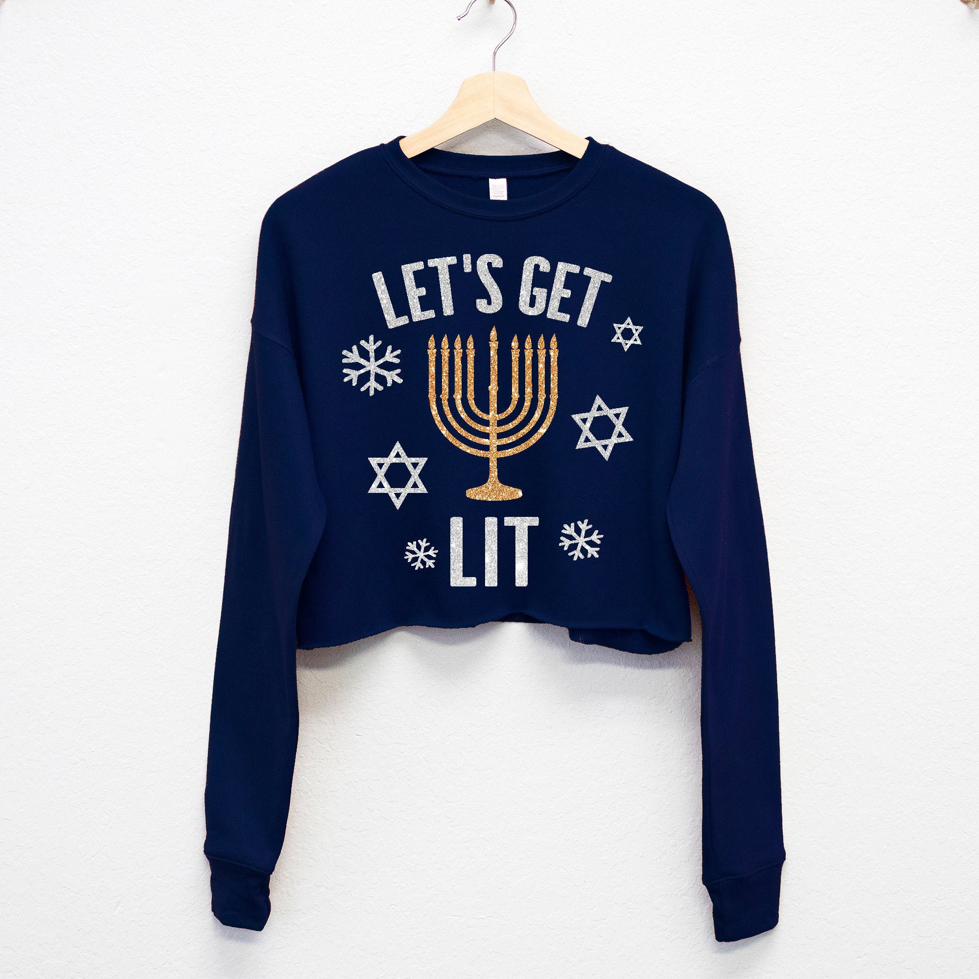 stand out Susceptible to Isolate LET'S GET LIT Cropped Hanukkah Sweater Gold & Silver - Etsy Sweden