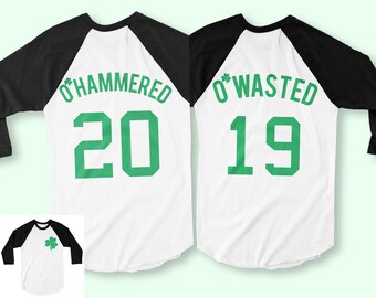 O'Wasted St. Patricks Day Trinken Team Shirt Baseball Tee - 3 Namen zu wählen, St. Patty s Day Shirt, St. Paddy es Day, Trinken Shirts