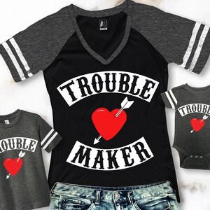 TROUBLE MAKER & TROUBLE Shirts for Mom Baby and Kids, Mom Shirts, Baby boys Shirts, Mom and baby matching shirts, boy Toddler Shirts