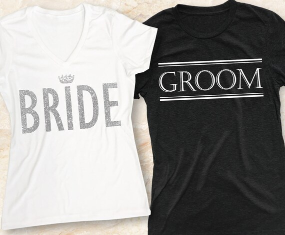 BRIDE \u0026 GROOM SHIRTS Set Pick Color 