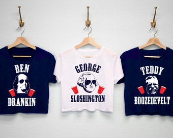 BEN DRANKIN Shirt Cropped Tee 4th of July Shirt, George Sloshington Tshirt, Patriotic, Drinking, Merica Tank, president drinking shirts