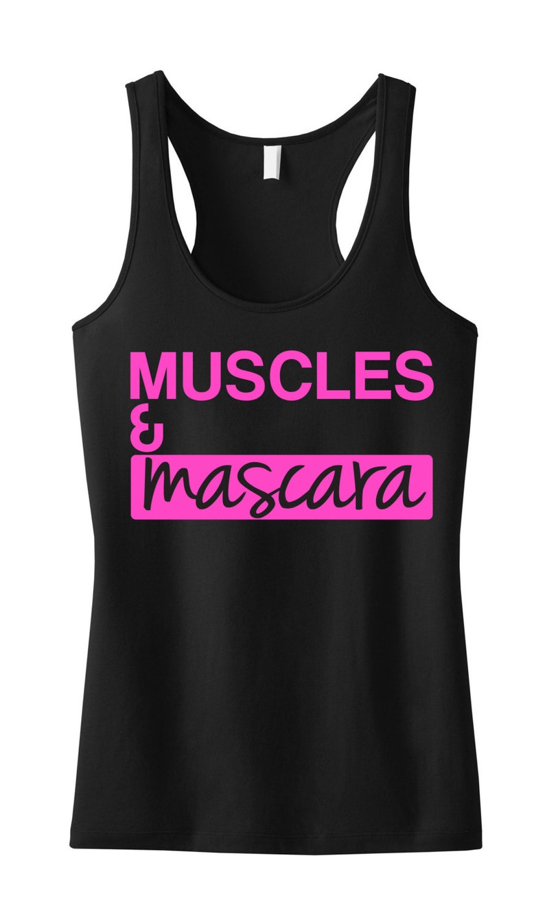 MUSCLES &amp; MASCARA Workout Tank Black with Pink Workout