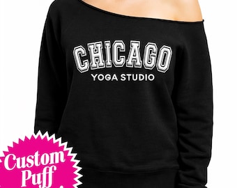 Custom pofprint off-shoulder sweater dames oversized gezellige statement pullover Gepersonaliseerd cadeau