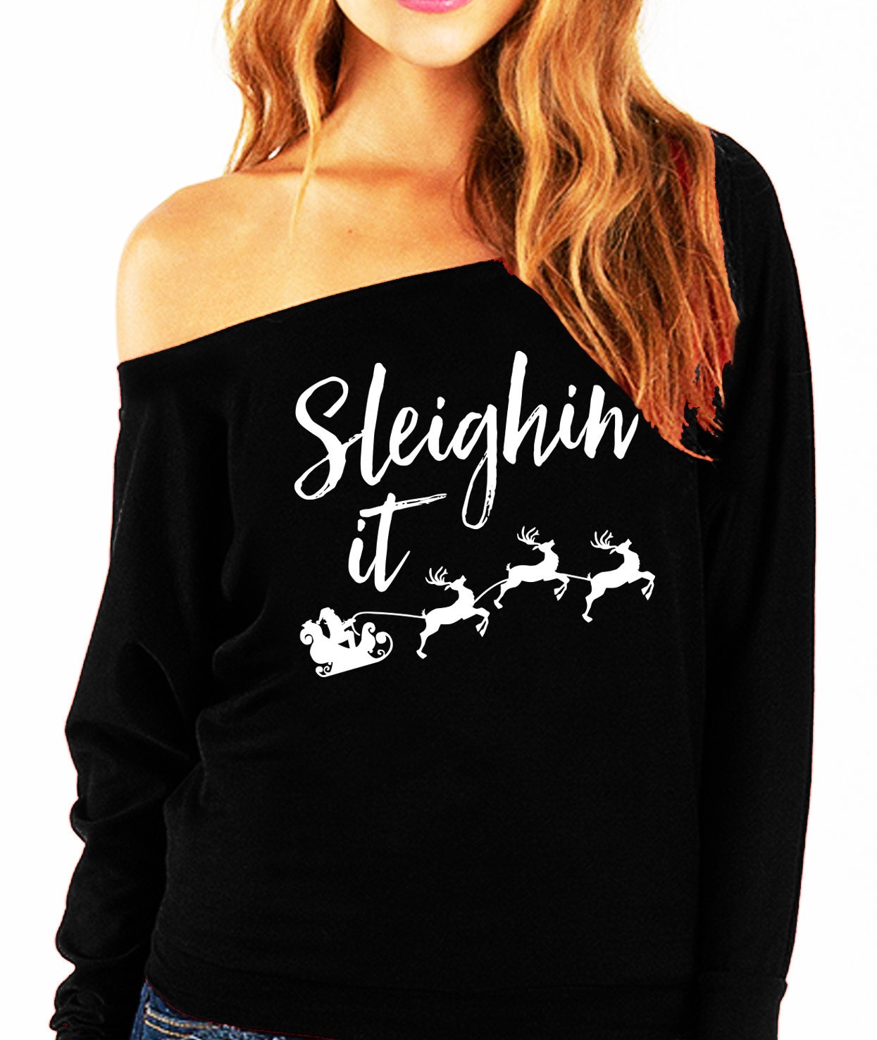 Sleighin it christmas sweatshirt Clearance
