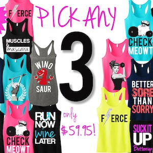 3 WORKOUT FITNESS TANK Tops 20% Off Bundle, Workout tanks, Fitness Tank , Workout Shirts, Gym Tank, gym clothing, Workout tank tops
