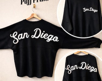 CUSTOM PUFF PRINT Long Sleeve Jersey Tee with Oversize Back Print, custom puff paint shirt, embossed print tshirt, small business shirts
