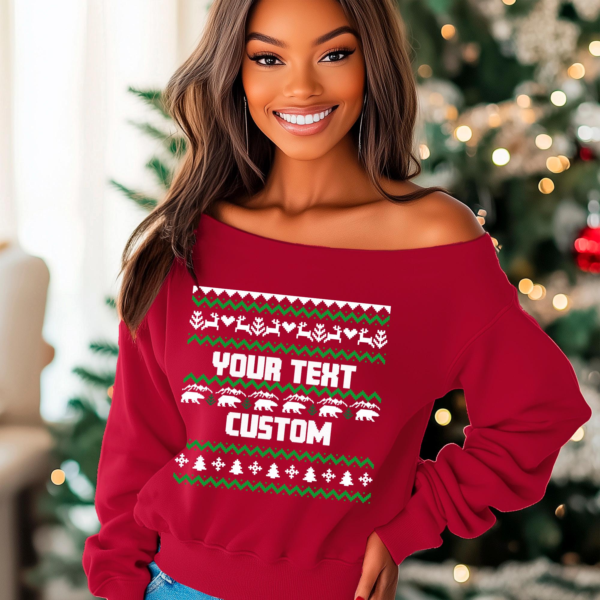 Women's Ugly Christmas Off Shoulder. Merry Christmas Shitter's Full. Christmas Vacation Ugly Sweater. Fleece