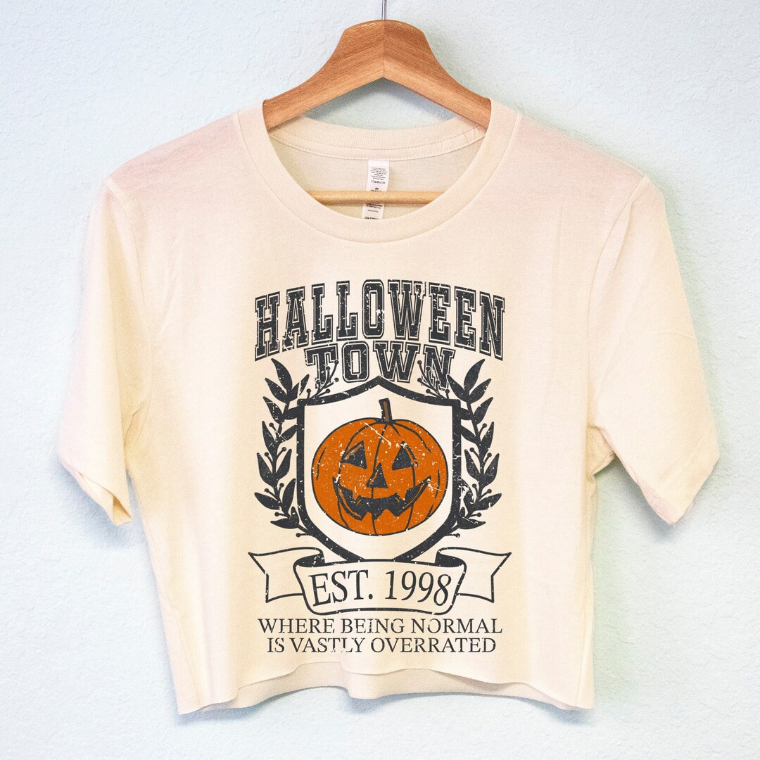 Halloween Town Est. 1998 Crop Top Shirt, Women's Halloween Town Tshirt