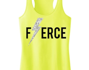 FIERCE Glitter Lightning Workout Tank Top, Workout Clothing, Workout Tanks, Gym Tank, Workout tank top, Motivational Workout, Fitness