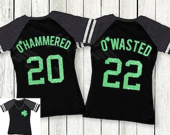 GLITTER O'Wasted St. Patrick's Day Drinking Team Shirt Black 6 Names to Pick, St. Pattys Day Shirt, St Paddys Day, Shamrock, Drinking Shirts
