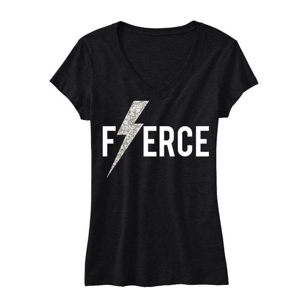 FIERCE Glitter Lightning Workout Shirt, Workout Clothes, Workout Tshirt, Gym Shirt