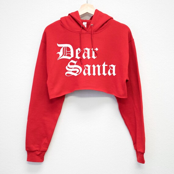 DEAR SANTA Cropped Hoodie Ugly Christmas Sweater for Women