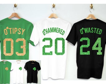 GLITTER O'Wasted St. Patrick's Day Drinking Team Shirts - 5 Names to Pick, St. Patty's Day T-shirts, O'Tipsy Shirt, glitter Shamrock Shirt