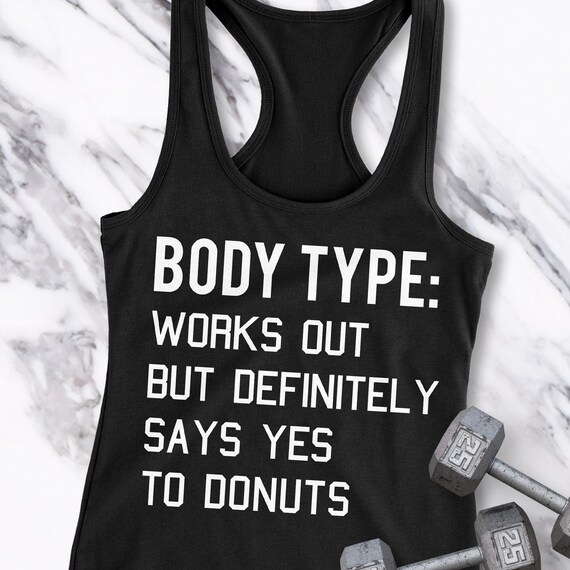 BODY TYPE Loves DONUTS Workout Tank Top Black, Workout Shirts, Gym Tank, Workout Clothes, Workout Tanks for women, yoga clothes, Tacos Tank