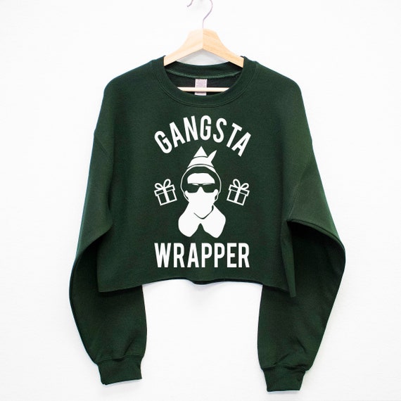 GANGSTA WRAPPER Elf Cropped Ugly Christmas Sweater for Women, Women  Christmas Shirt, funny Christmas shirts, ugly Christmas sweaters