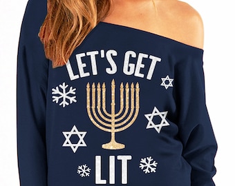LIT Hanukkah Slouchy Sweatshirt Gold 