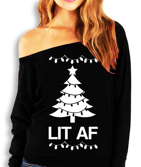 off the shoulder christmas sweatshirt