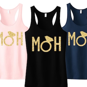MOH damigella d'onore oro Glitter Tank Top - Scegli colore, serbatoio di damigella d'onore, sposa Canotta, camicia di damigella d'onore, nozze